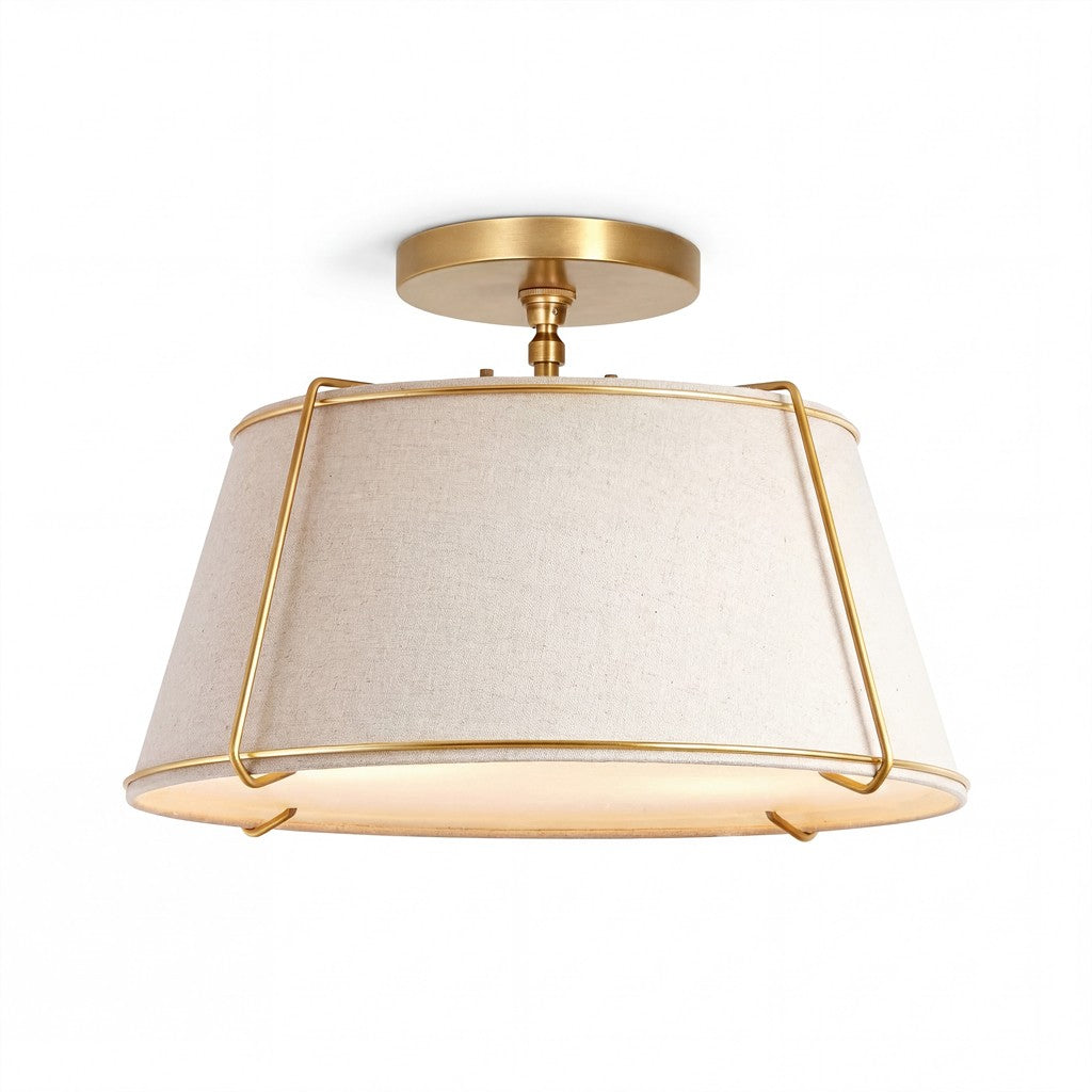 Hesperia Fabric Drum Shade Semi Flush Mount