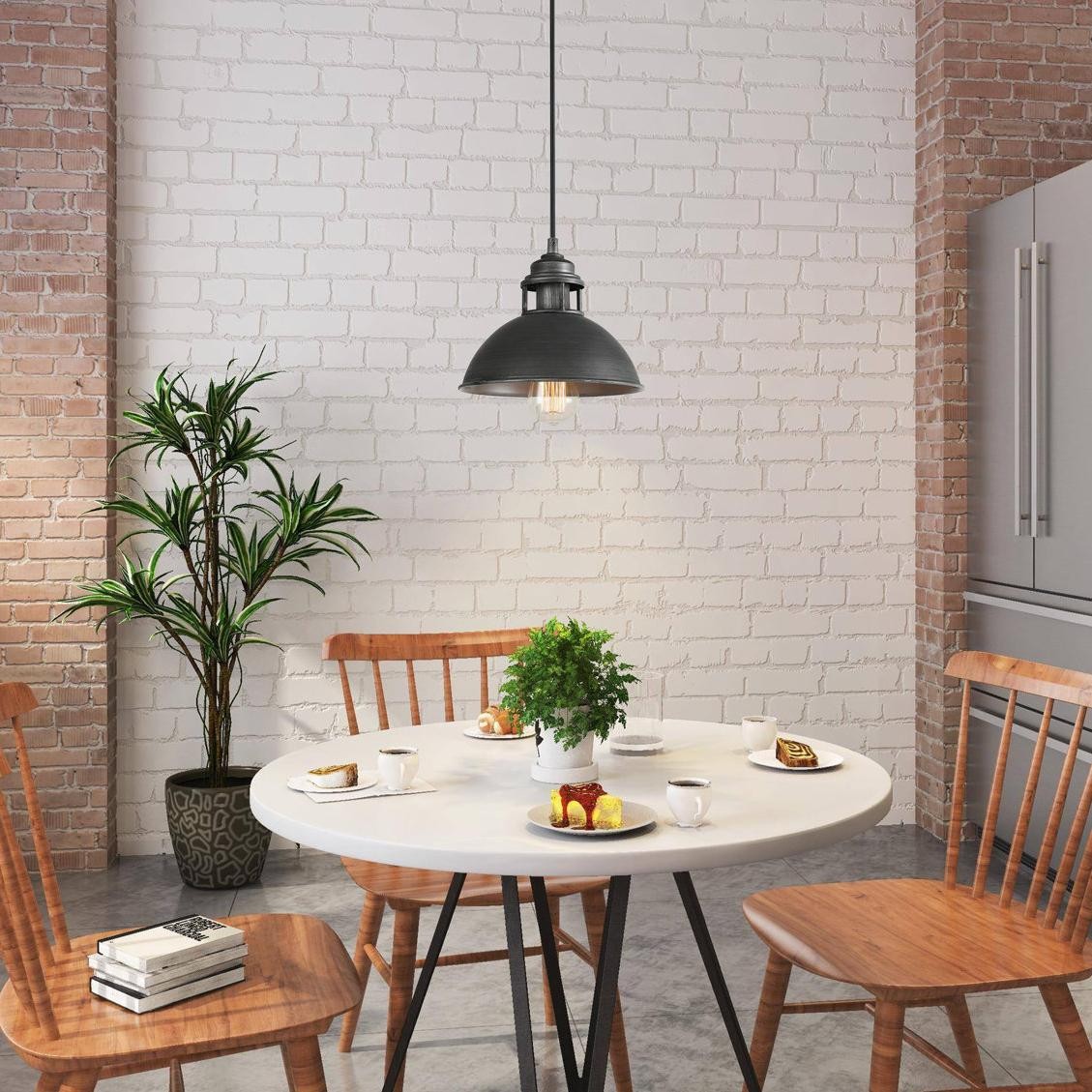 Hendon Industrial Matte Black Wrought Iron Dome Pendant Light