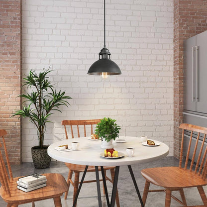 Hendon Industrial Matte Black Wrought Iron Dome Pendant Light