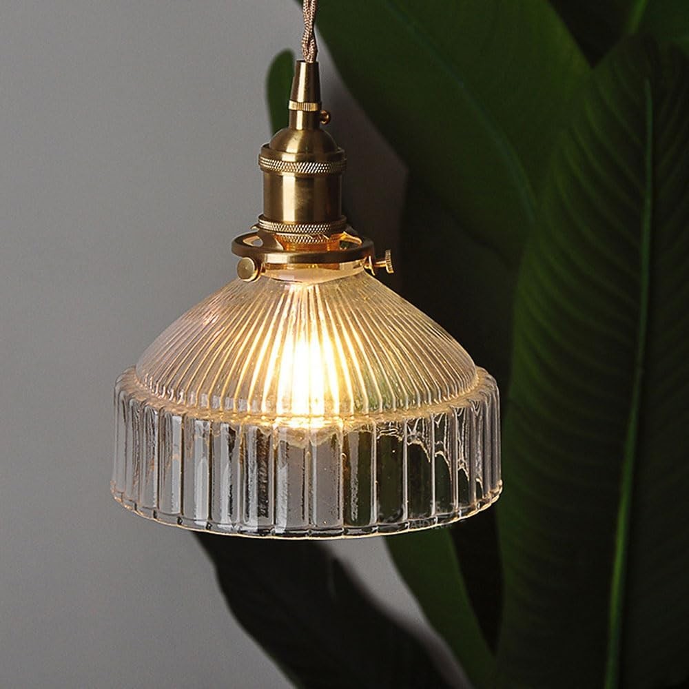 Zyrion Retro Ribbed Clear Glass Pendant Light