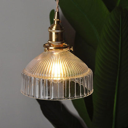 Zyrion Retro Ribbed Clear Glass Pendant Light