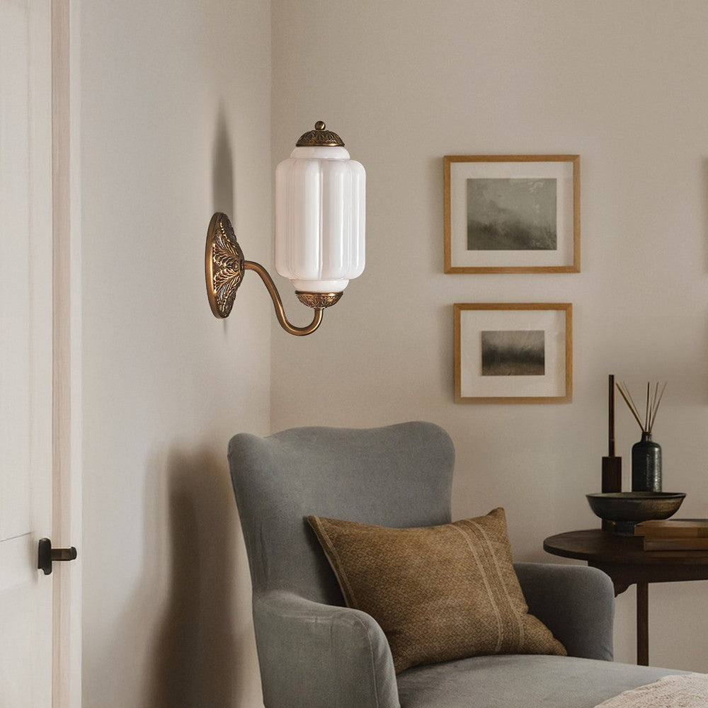 Vintage Elegant Milk Glass Eloise Wall Sconce - Retro Accent Lighting for Bathroom\Bedroom\Hallway