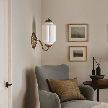 Vintage Elegant Milk Glass Eloise Wall Sconce - Retro Accent Lighting for Bathroom\Bedroom\Hallway