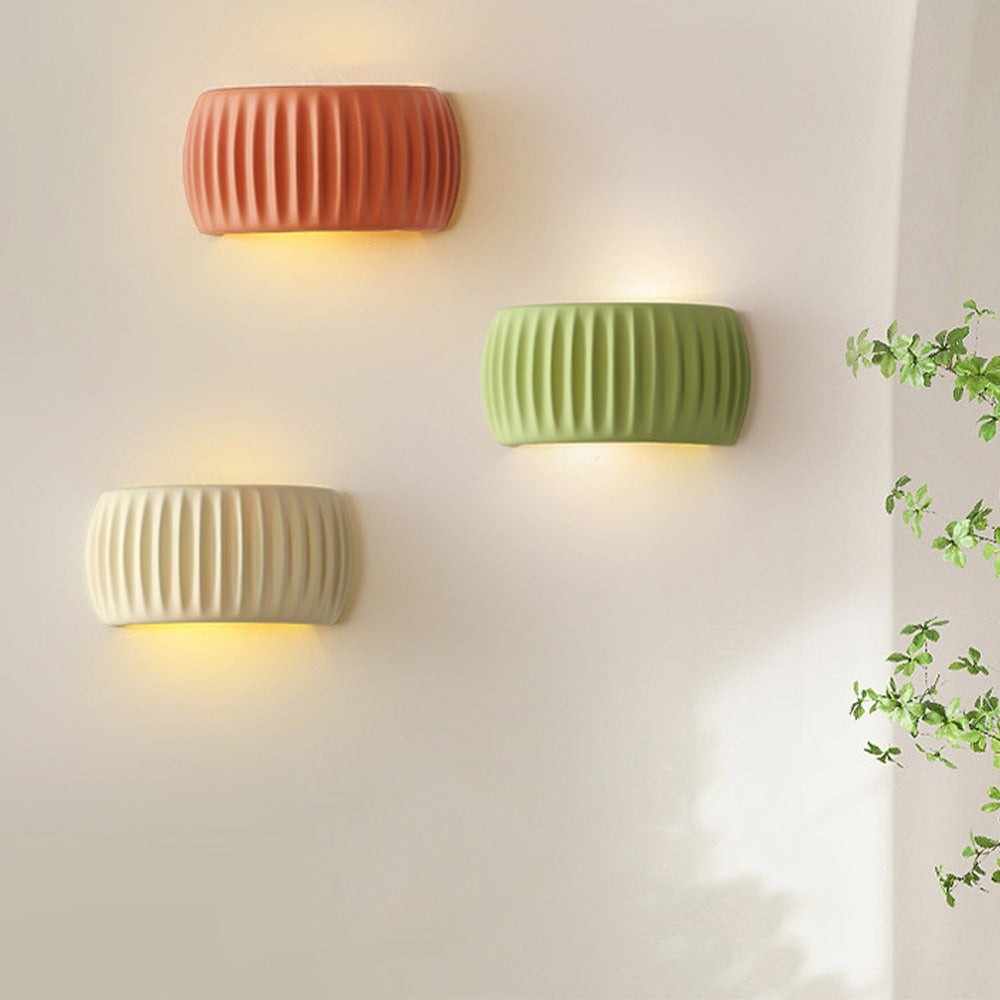 Klystix Macaron Color Up Down Fluted Resin Wall Lamps For Bedroom