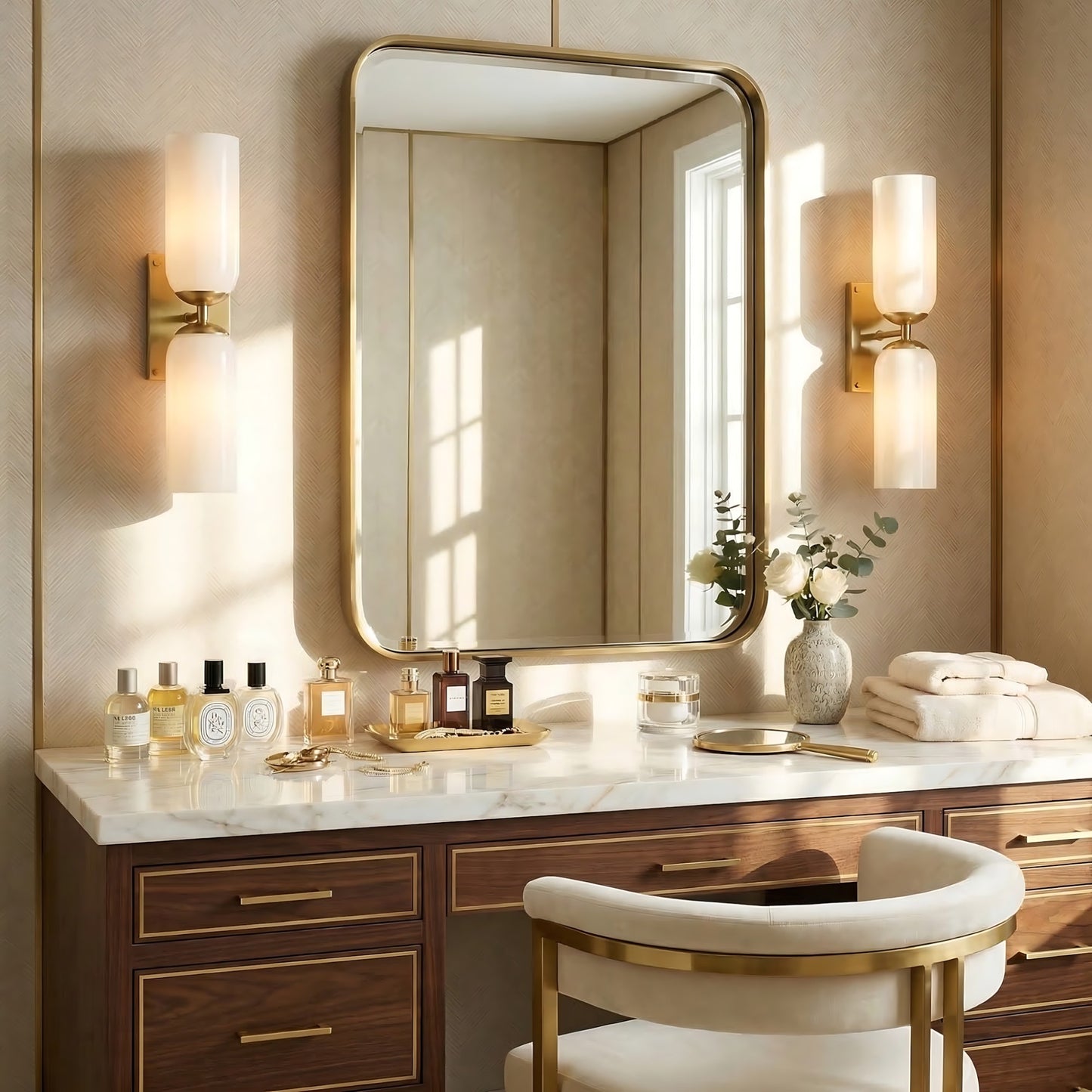 Iliana Rustic White Glass Double Tube Wall Sconce