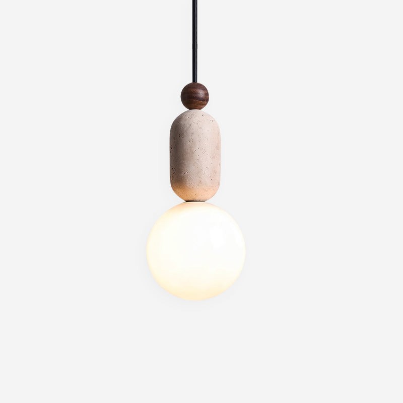 Nathanael Modern Travertine Three Ring Pendant Light