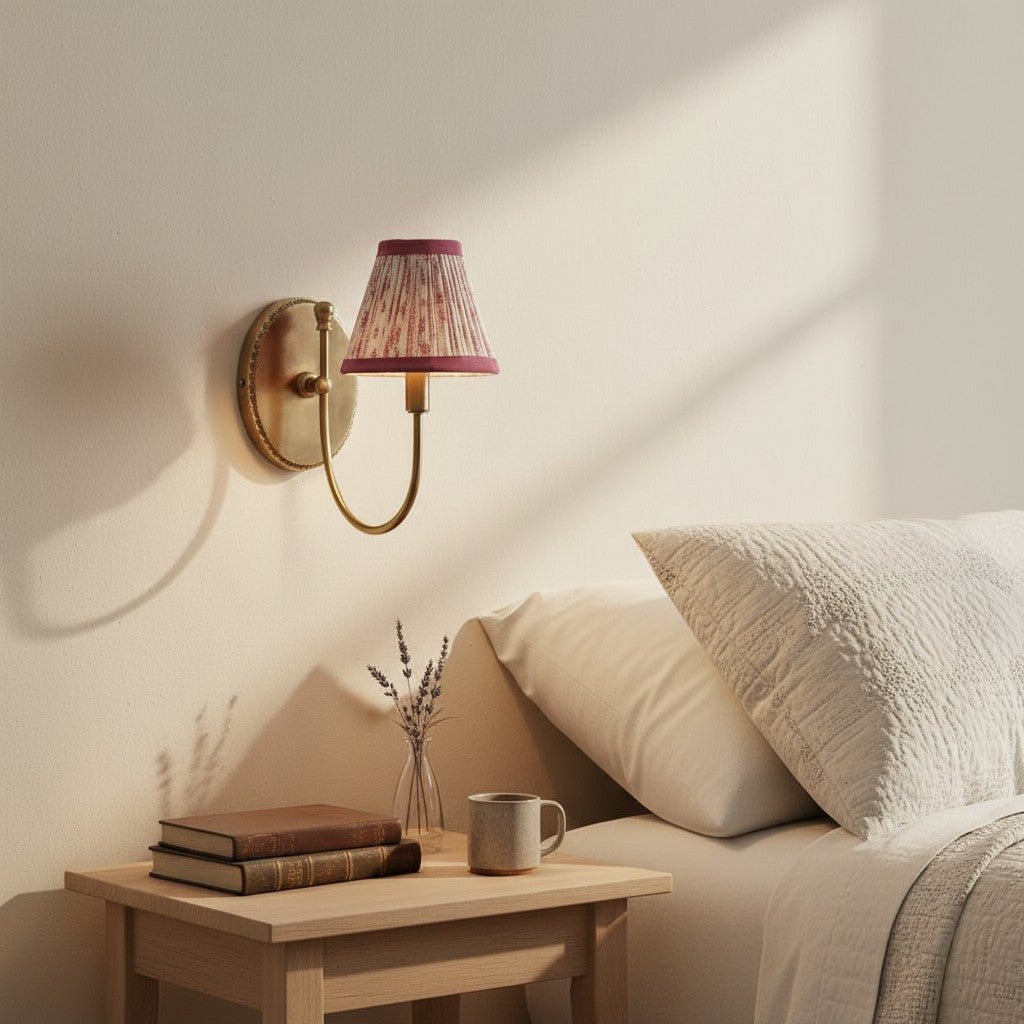 Orphelyx French Brass Fabric Shade Sconce Light
