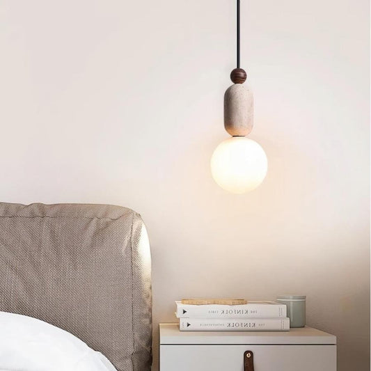 Nathanael Modern Travertine Three Ring Pendant Light