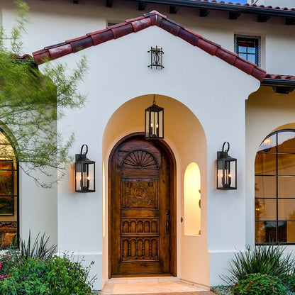 Phelon Large Black Metal Lantern Outdoor Wall Sconce