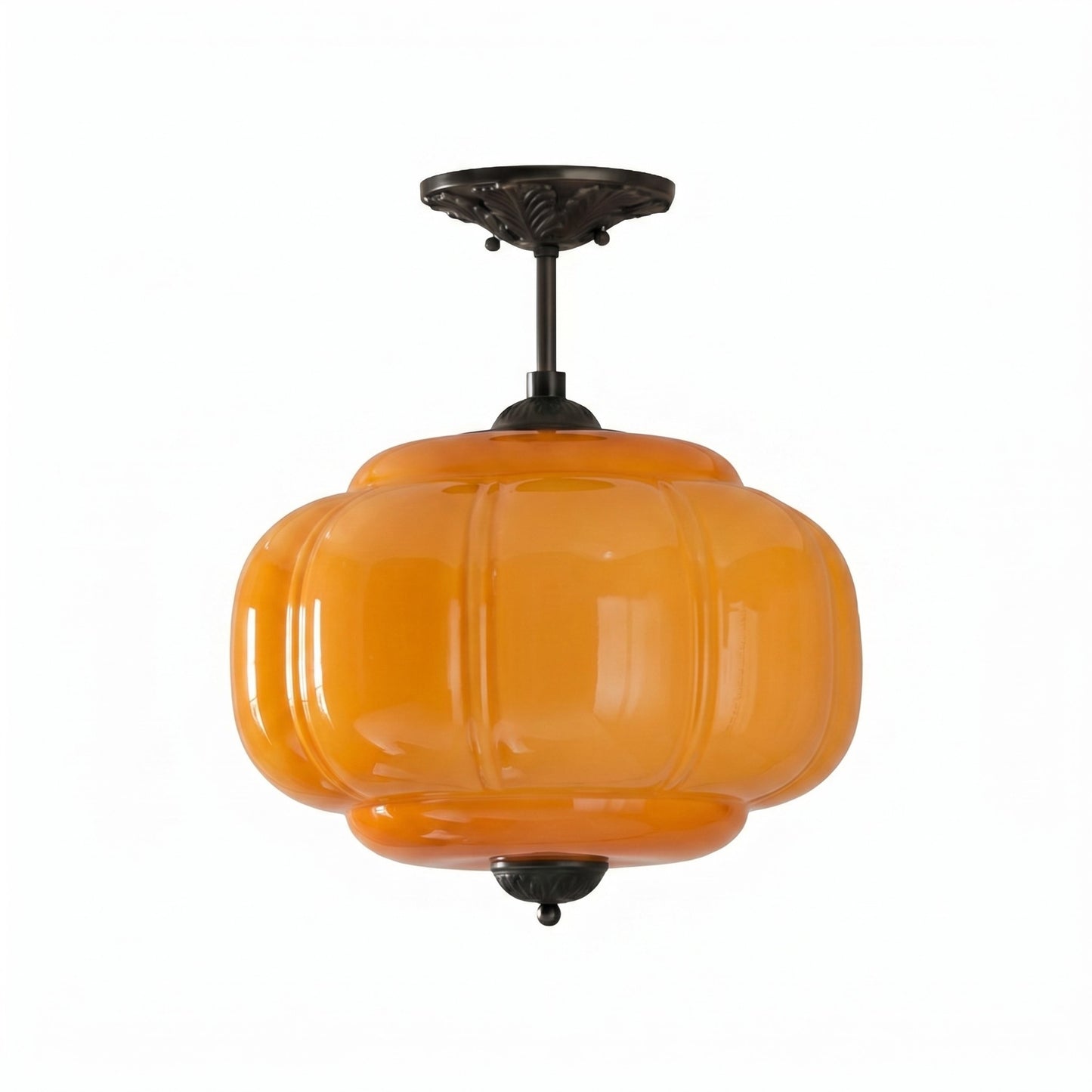 Vortan Antique Brass Green Glass Semi-Flush Mount Eloise Pendant Lamp