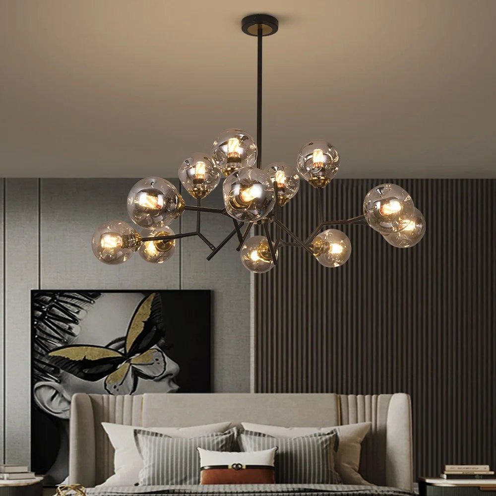 Breckett Modern Smoky Gray Glass Sputnik Chandelier