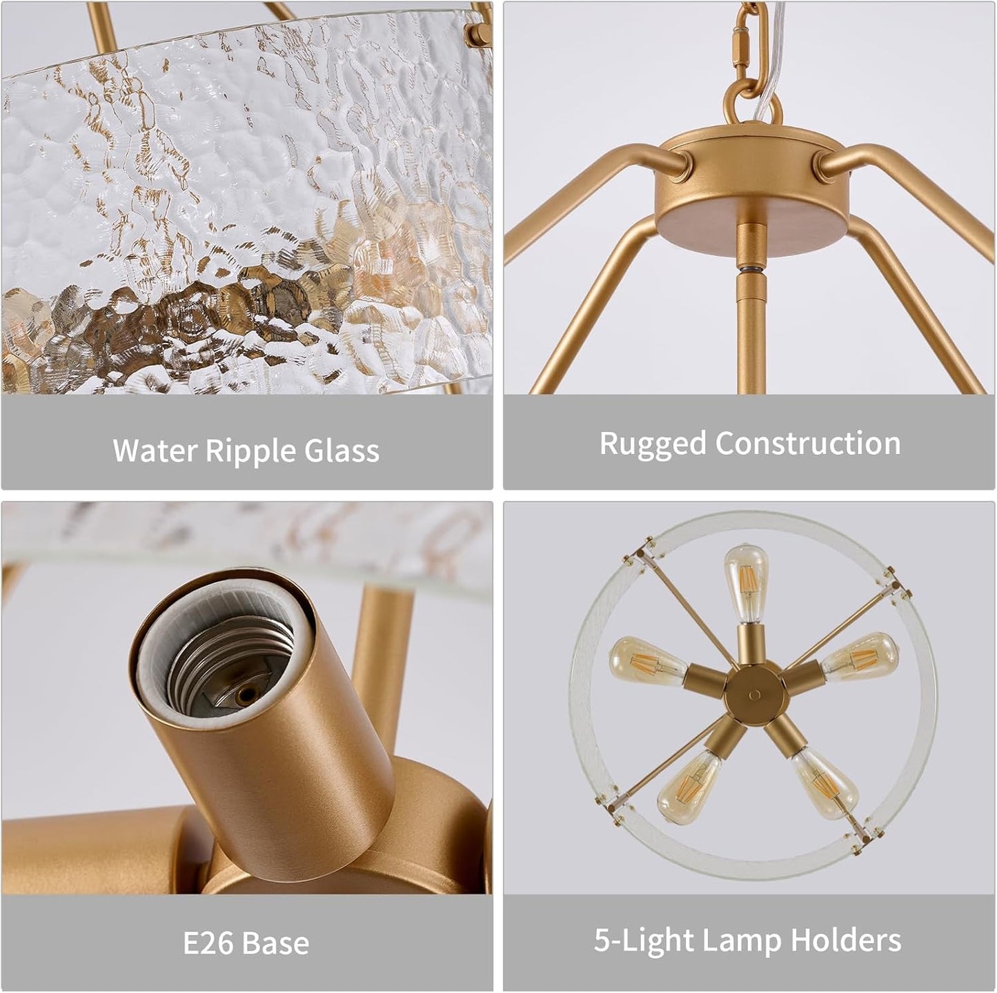 Elys Modern Water Corrugated Glass Drum Shade Pendant Light