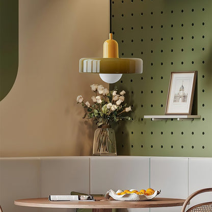 Xanadu Bauhaus Stained Glass Disc Pendant Light