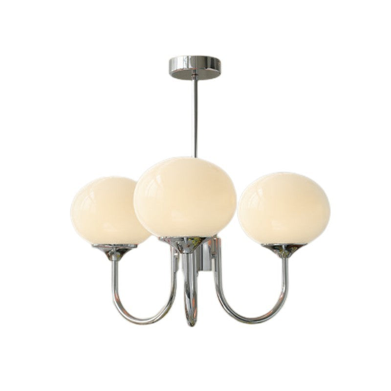 Bianca Colored Glass Shade Chandelier with Globes