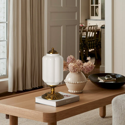 Nexos French Retro Cream Glass Textured Eloise Table Lamp