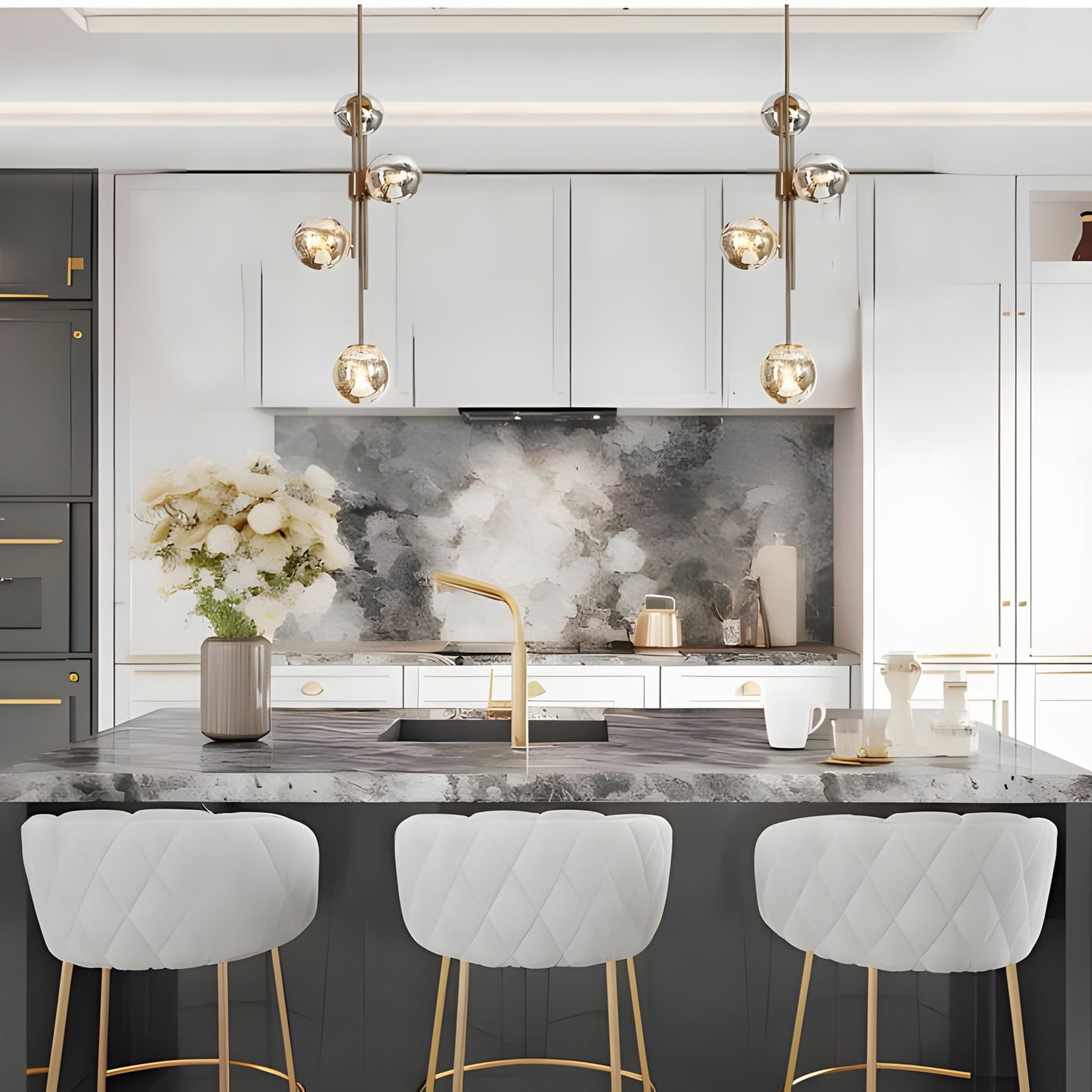 Beaufort Modern Gold 4-Light Orb Mercury Glass Chandelier