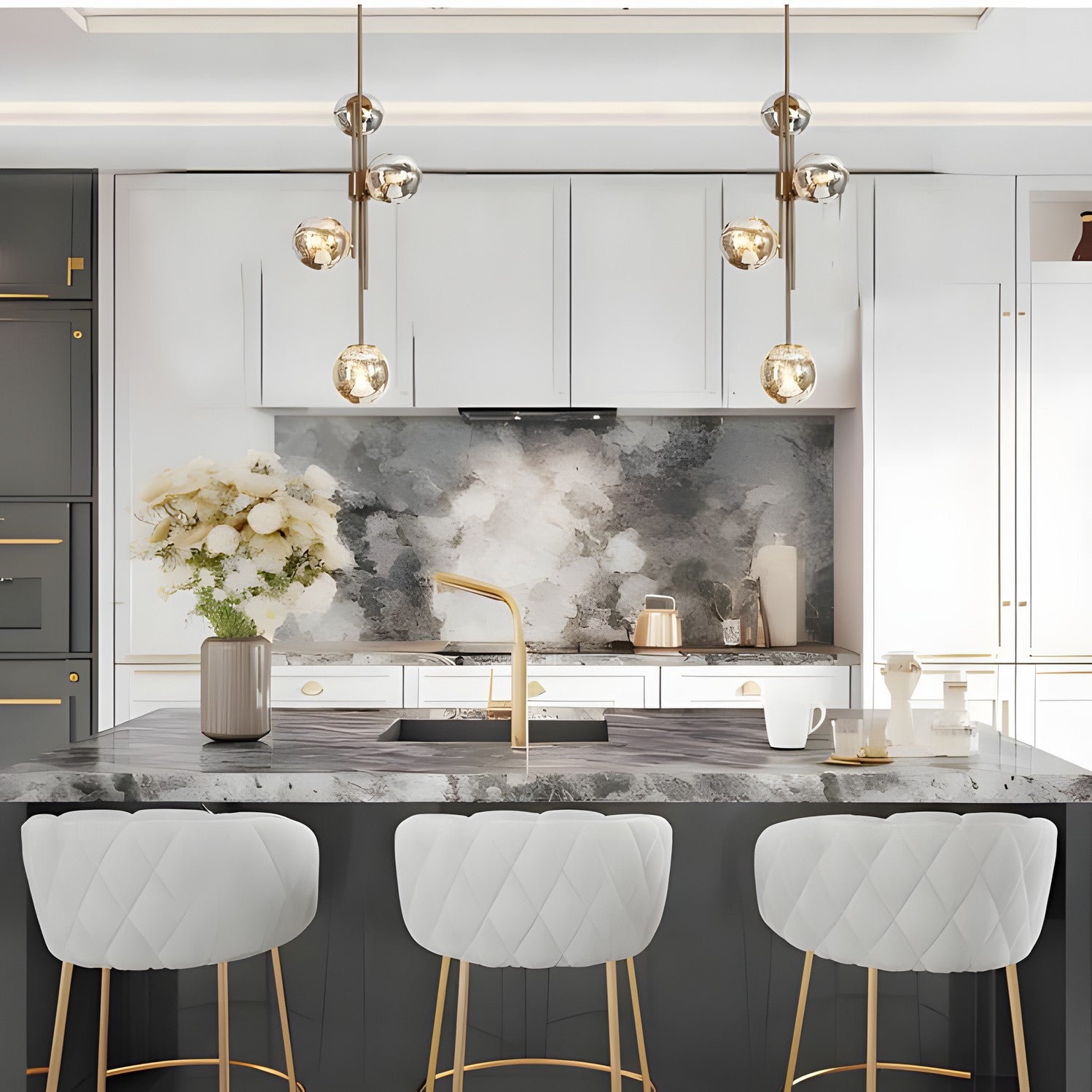 Beaufort Modern Gold 4-Light Orb Mercury Glass Chandelier