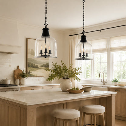 Sander Farmhouse Vintage Bell Clear Glass Pendant Light