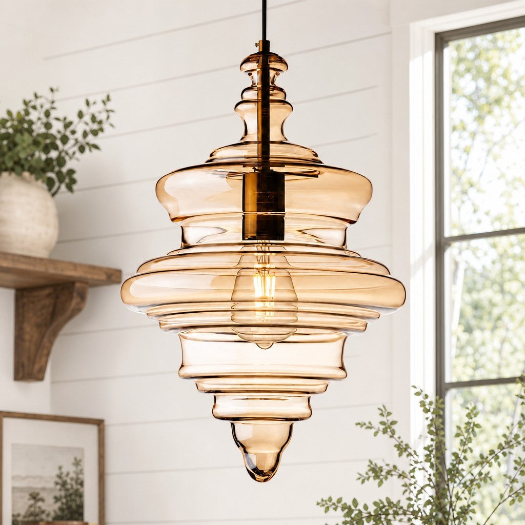 Helix Modern Glass Spool Pendant Light