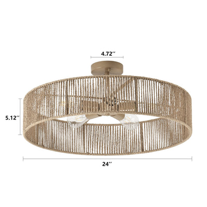Lioran Rustic Round Rattan Ceiling Light