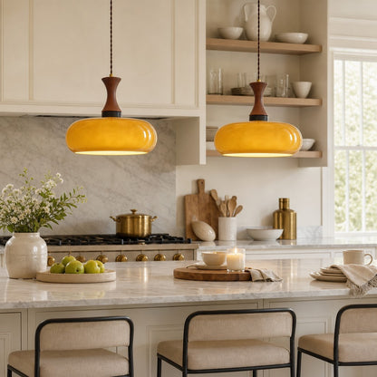 Nyxaris Vintage Bauhaus Round Glass Pendant Light
