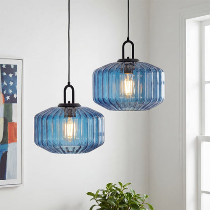 Ivan Vintage Handmade Striped Glass Pendant Light