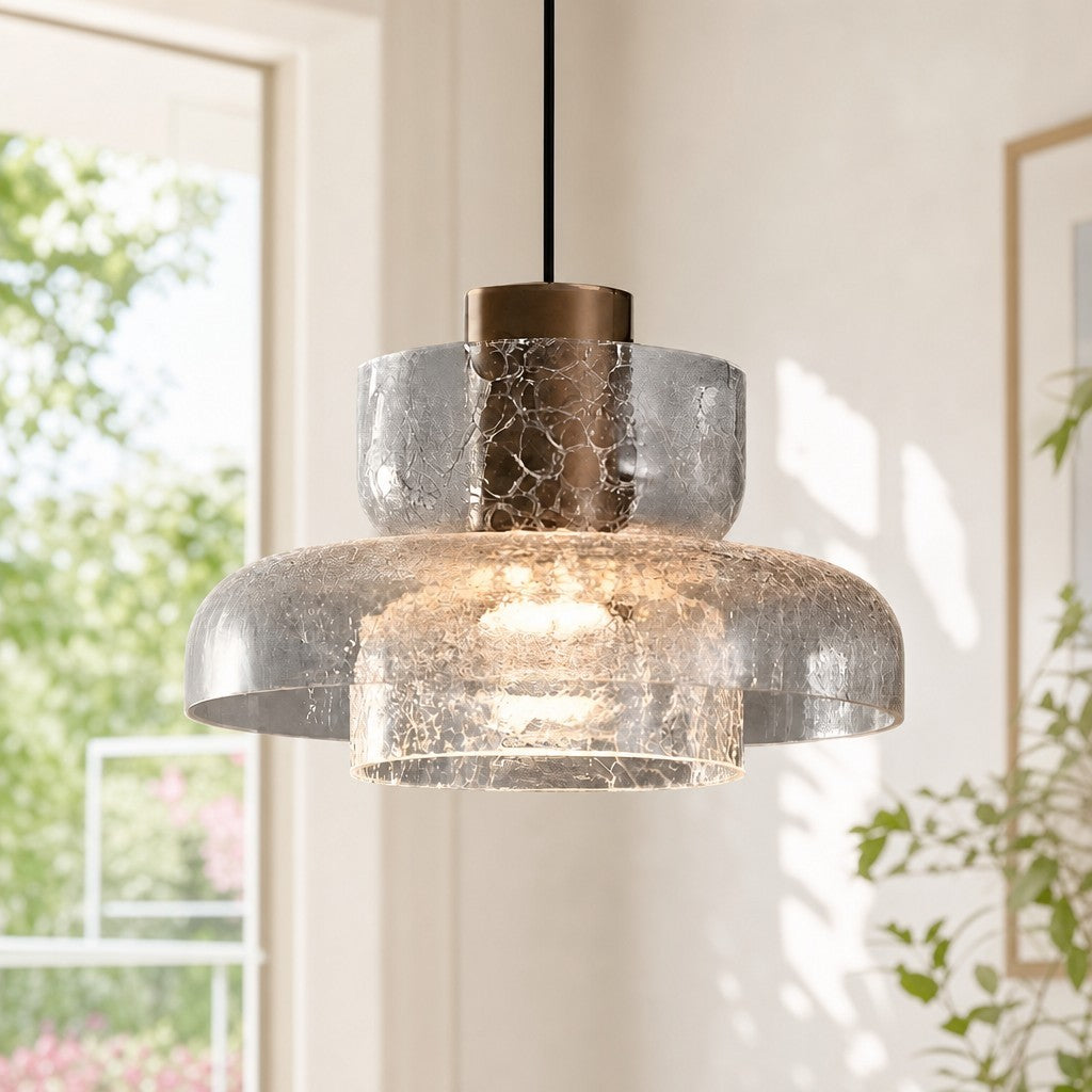 Arloen Modern Crackle Glass Pendant Light