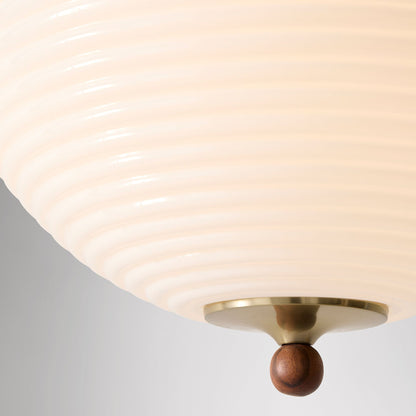 Xan Retro White Globe Ribbed Glass Pendant Light