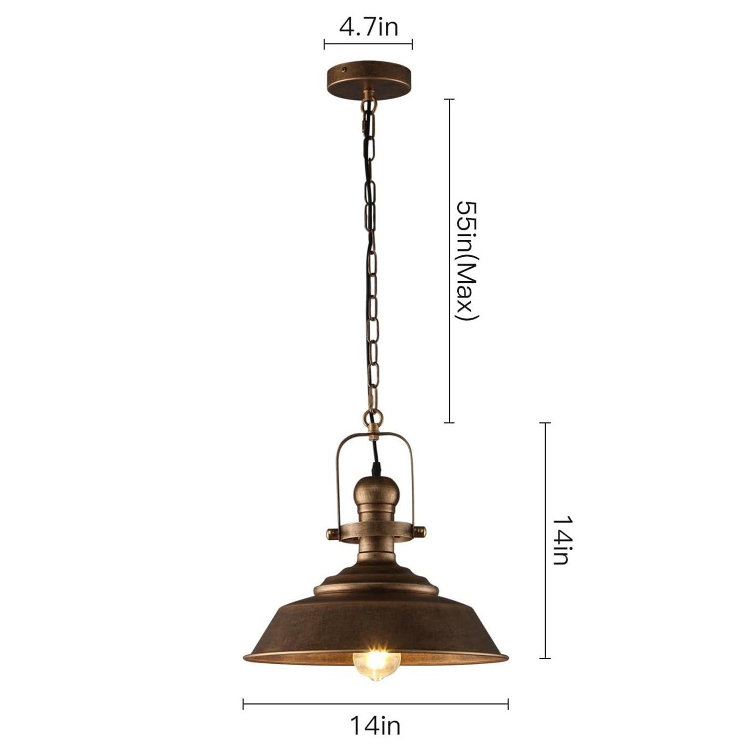 Carmen Industrial Antique Metal Horn Shaped Pendant Light