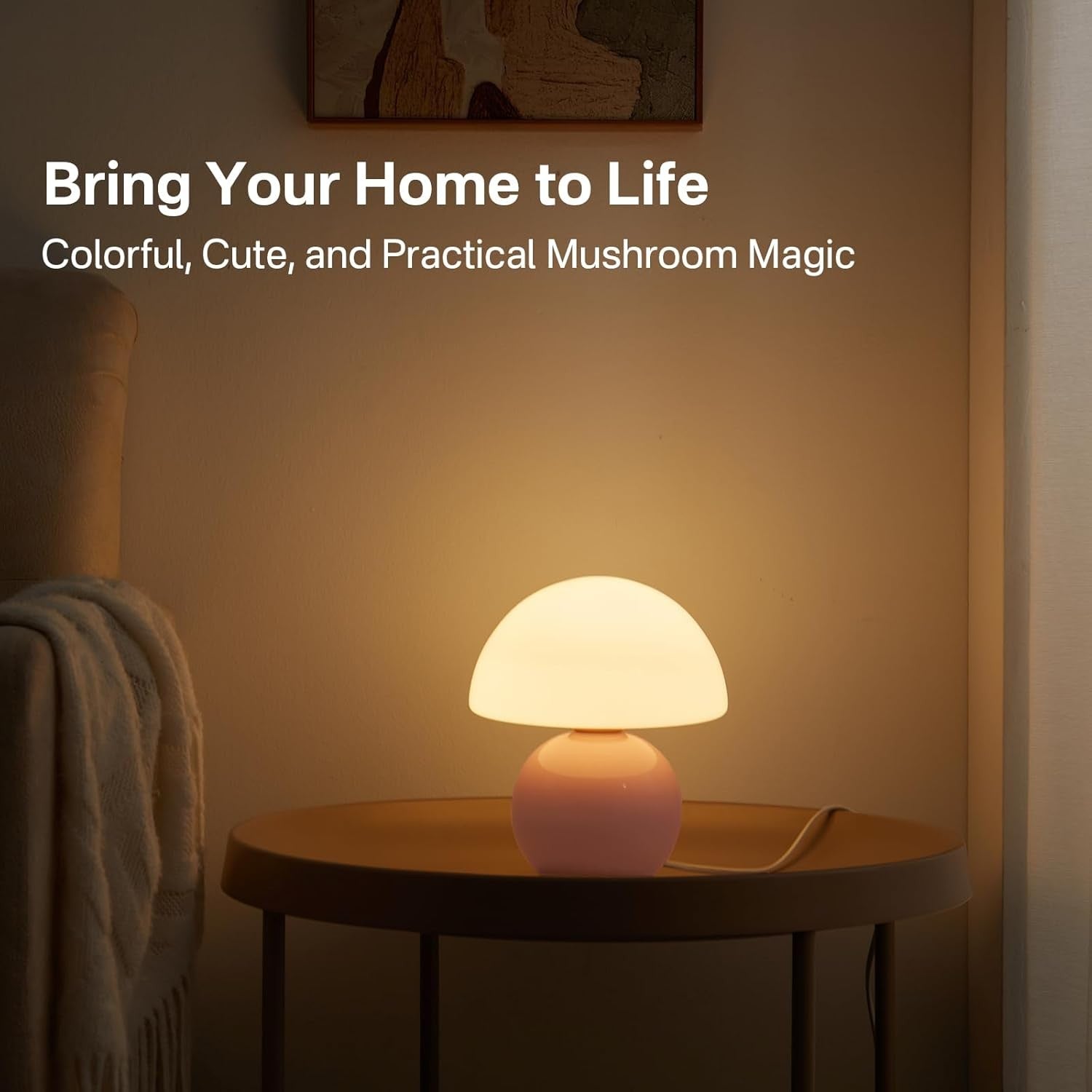 Evinth Mini Colorful Ceramic Base Mushroom Table Lamp