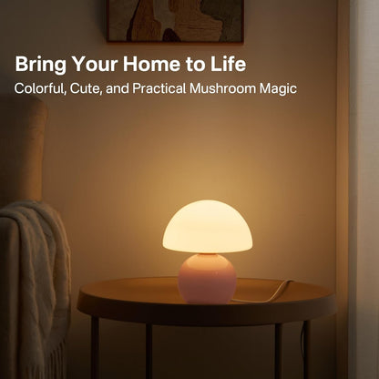 Evinth Mini Colorful Ceramic Base Mushroom Table Lamp