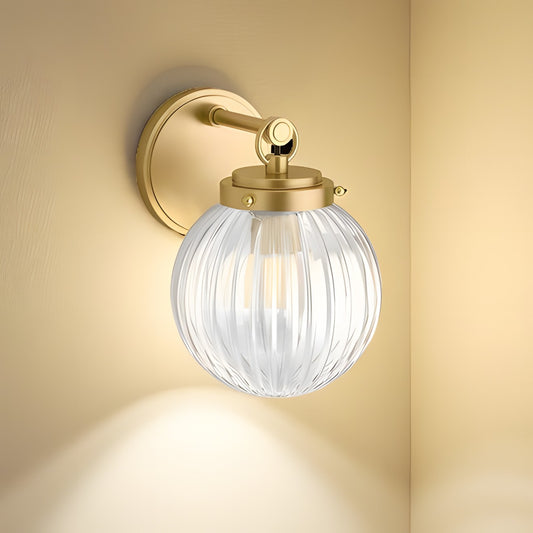Briar Rustic Cooper Ribbed Glass Globe Sconce