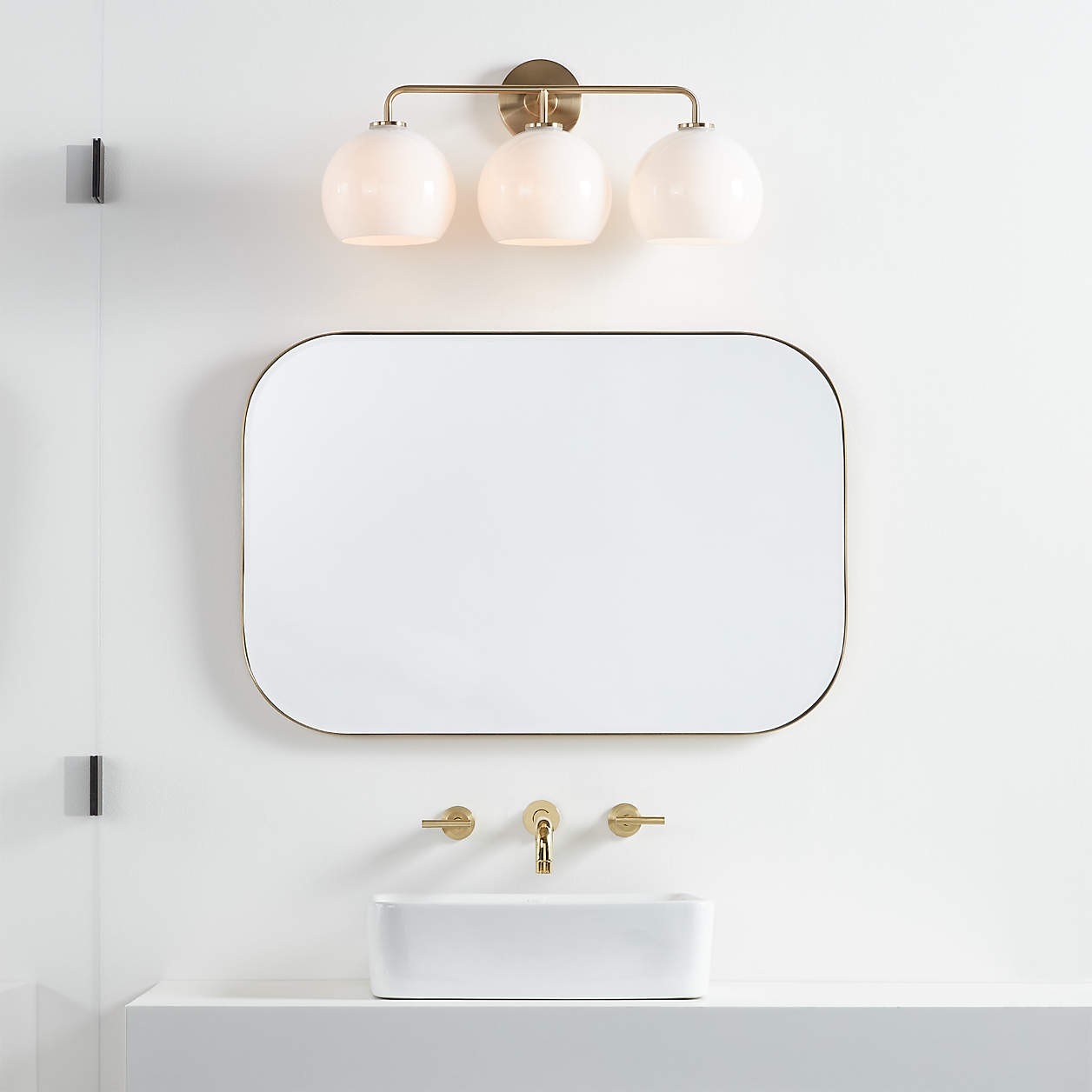 Konig Minimalist 3-Light Round Shade Brass Glass Wall Light