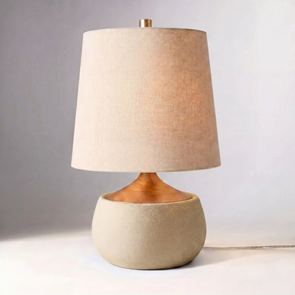 Velmira Mid-Century textile lamp shade Cement Table Light
