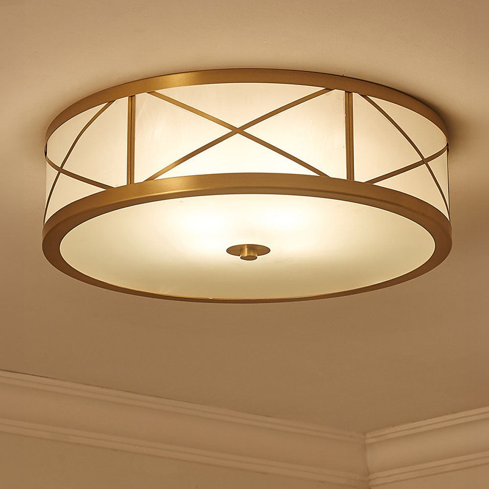 Kaeldr Brass Geometry Glass Drum Ceiling Light
