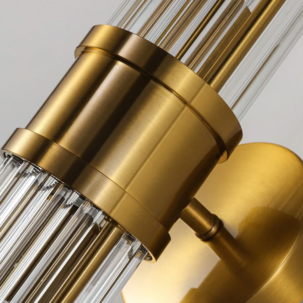 Prisha Mid Century Gold Fluted Ribbed Glass Wall Sconces