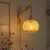 Deyron Rattan Hanging Wood Plug In Wall Mounted Lamp