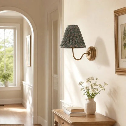 Fenwick Vintage Pleated Pattern Fabric Shade Wall Sconce
