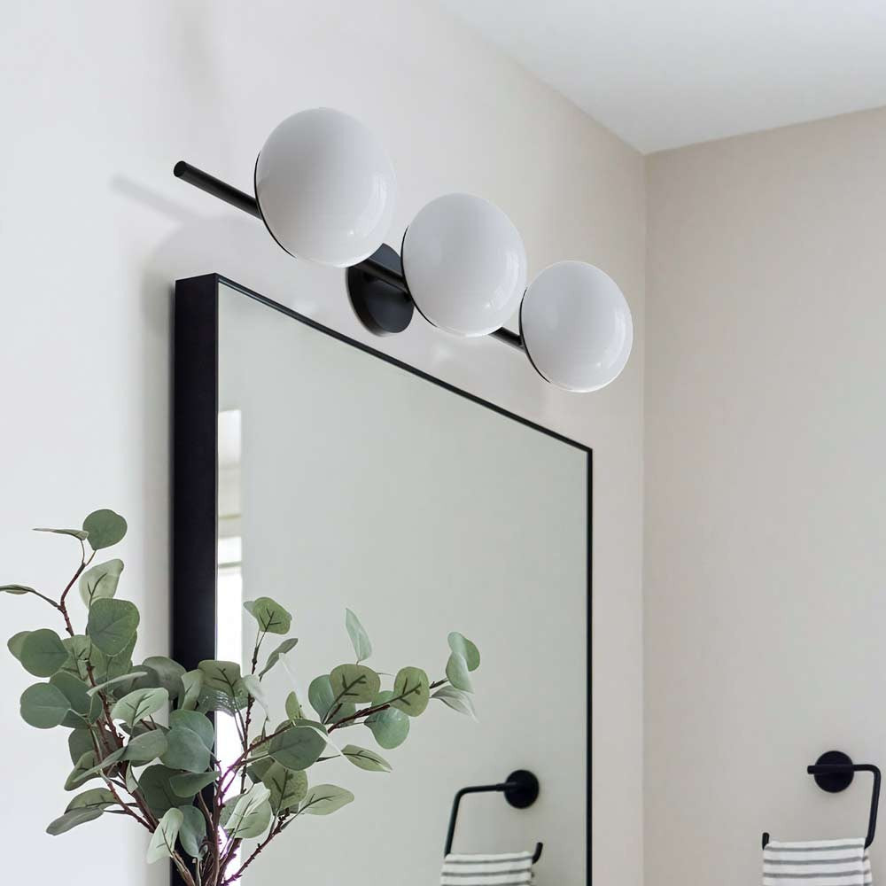 Larian White Glass Globe Bathroom Vanity Light