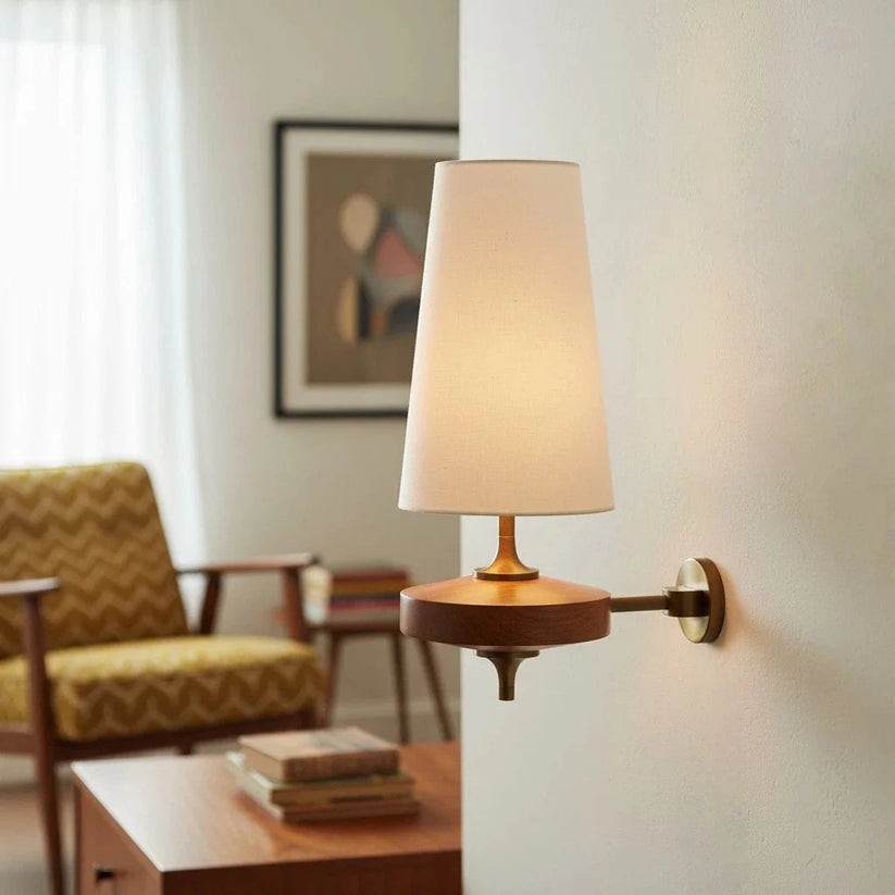 Nyxara Vintage  Fabric Tapered Shade Wall Sconce