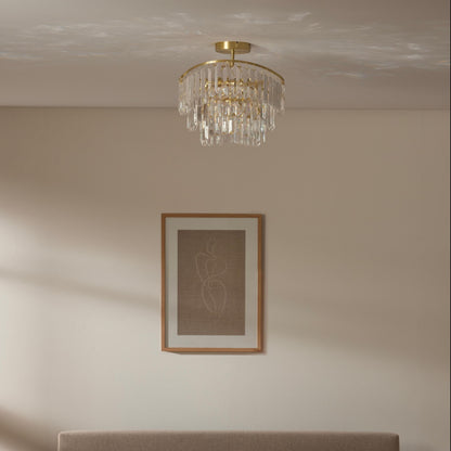 Deneuve Farmhouse Tiered Glass Brass Ceiling Light