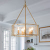 Coriander Farmhouse Water Ripple Glass Drum Chandelier