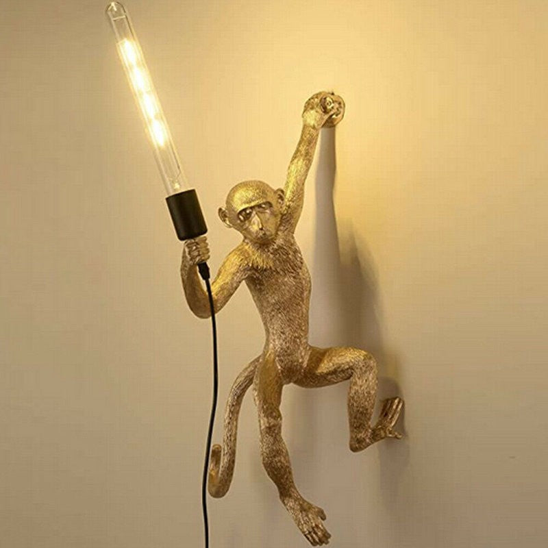 Ioneus Creative Gold Resin Monkey Sconce