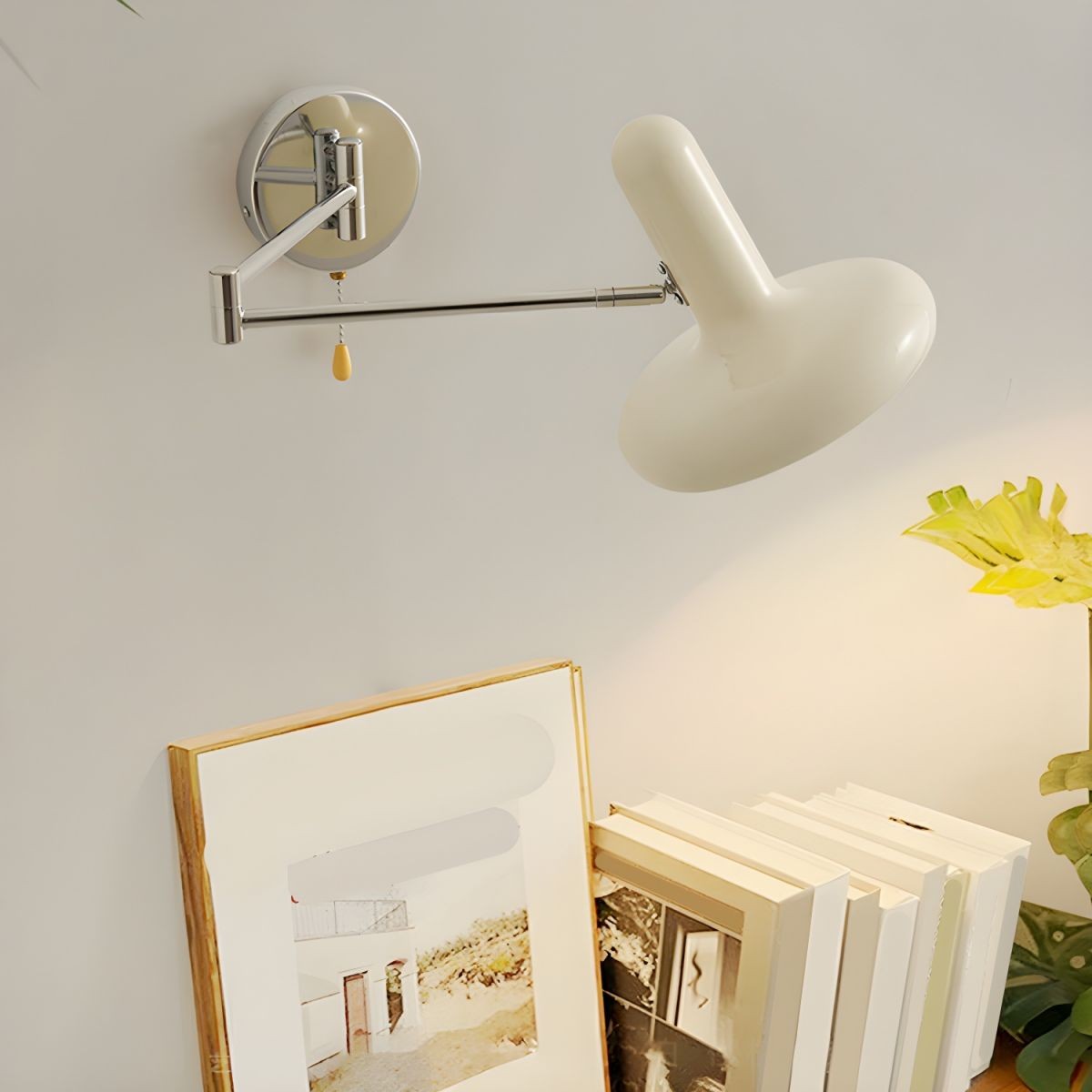 Kira Modern Bauhaus White Swing Arm Wall Light