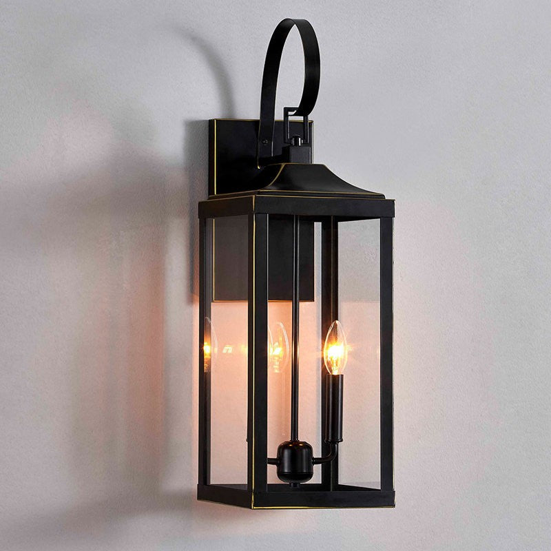 Phelon Large Black Metal Lantern Outdoor Wall Sconce