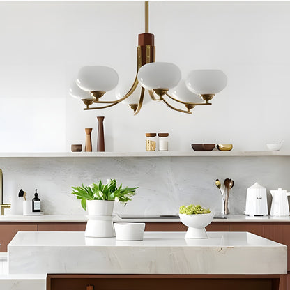 Juino Wood Farmhouse Milk Ball Sputnik Chandelier