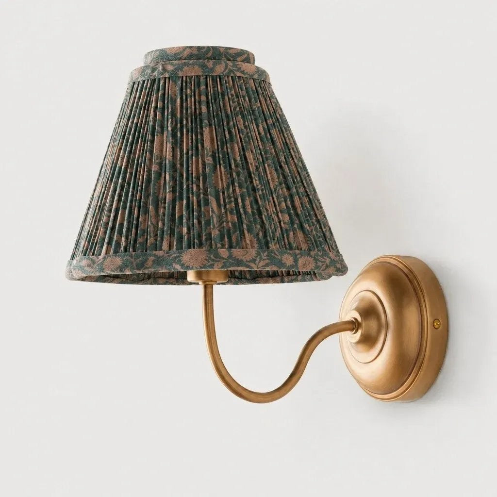 Fenwick Vintage Pleated Pattern Fabric Shade Wall Sconce