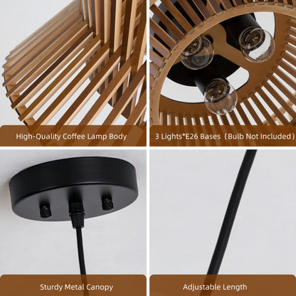 Freja Boho Wood Drum Chandelier