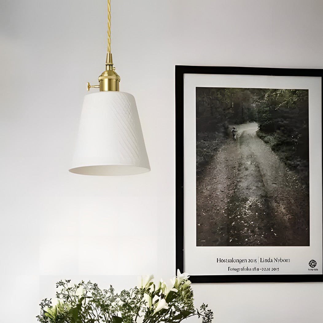Carlo KiKi Fluted Ceramic Brass Pendant Light