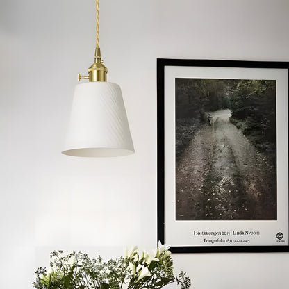 Carlo KiKi Fluted Ceramic Brass Pendant Light